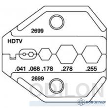 Paladin Tools PA2699 — матрица BNC/TNC HDTV (75 Ом): Belden 1855A, 1865A, 1505A, 1505F, 1694A, 1694F для кримперов 1300/8000 фото 1